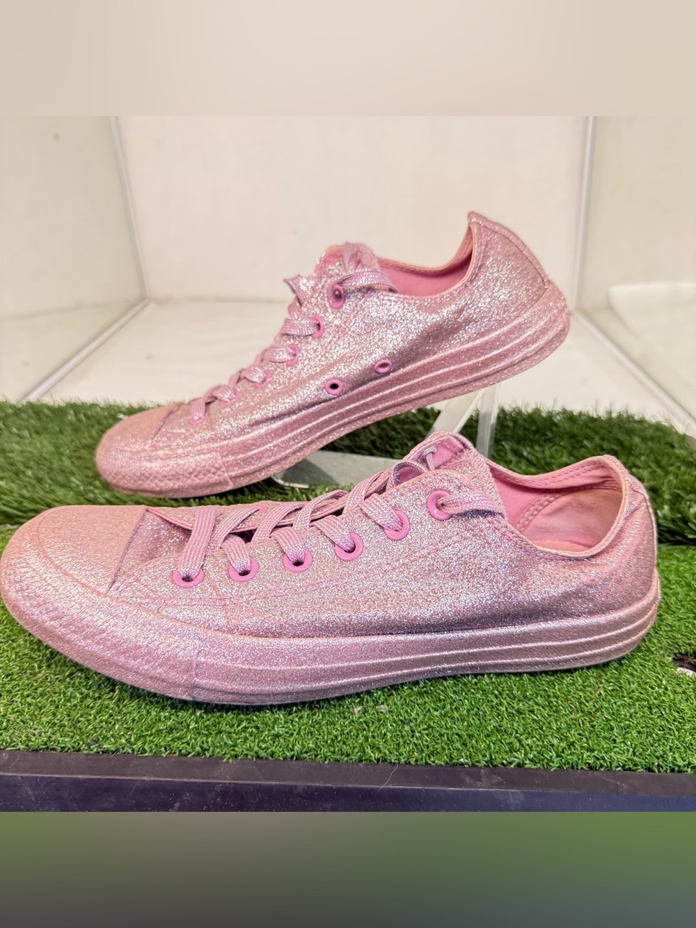 Converse Chuck Taylor All Star Pink Glitter Skater Shoes Low Sneakers Metallic
